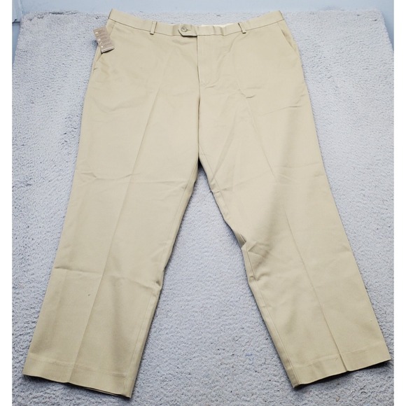 DOCKERS D4 Premium Khaki Pants Men 40x29 Brown Relaxed Fit Flat Front Never Iron - Picture 1 of 8